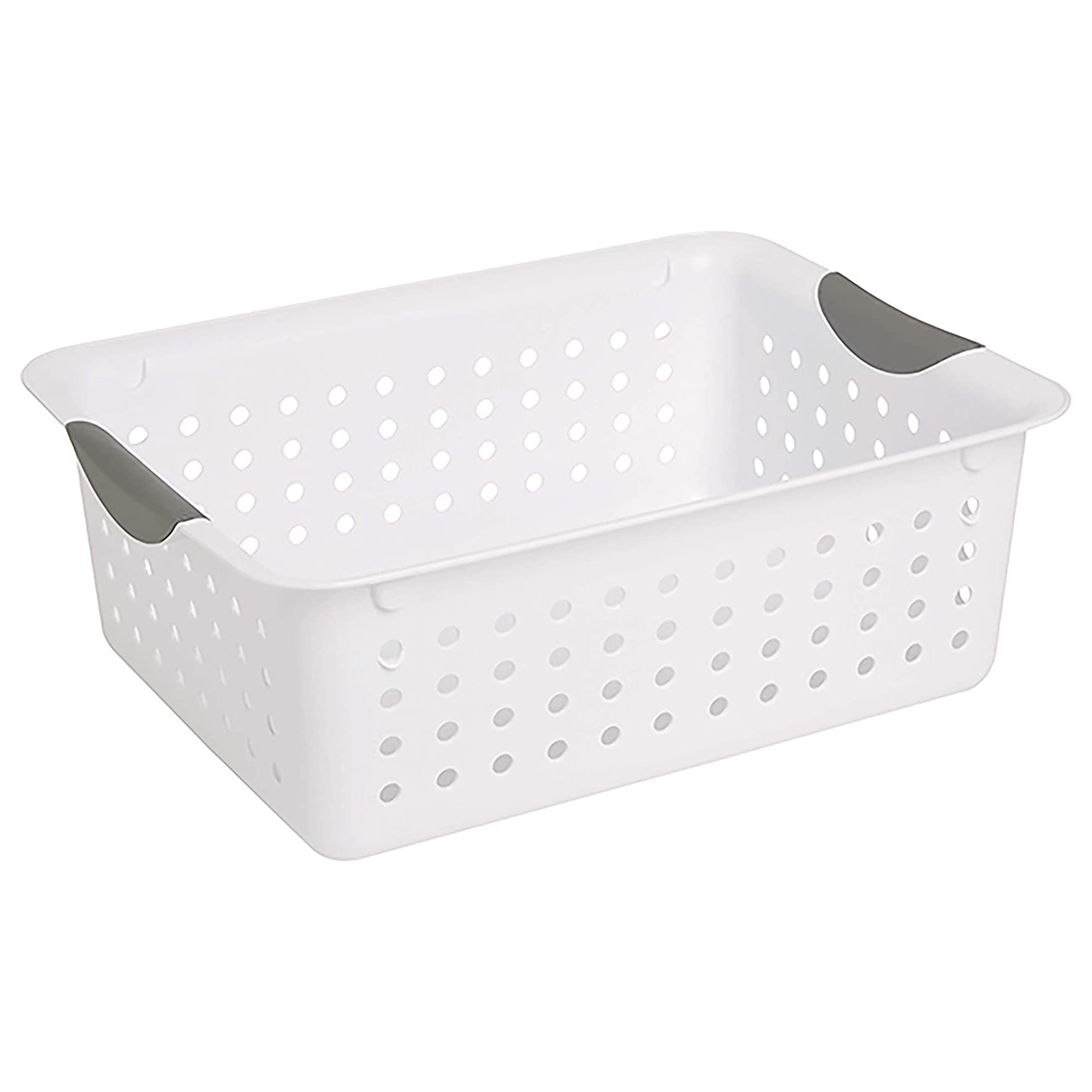 Sterilite Medium Ultra Basket, Storage Bin To Organize Closets, Cabinets, Pantry, Shelving And Countertop Space, White, 12-Pack